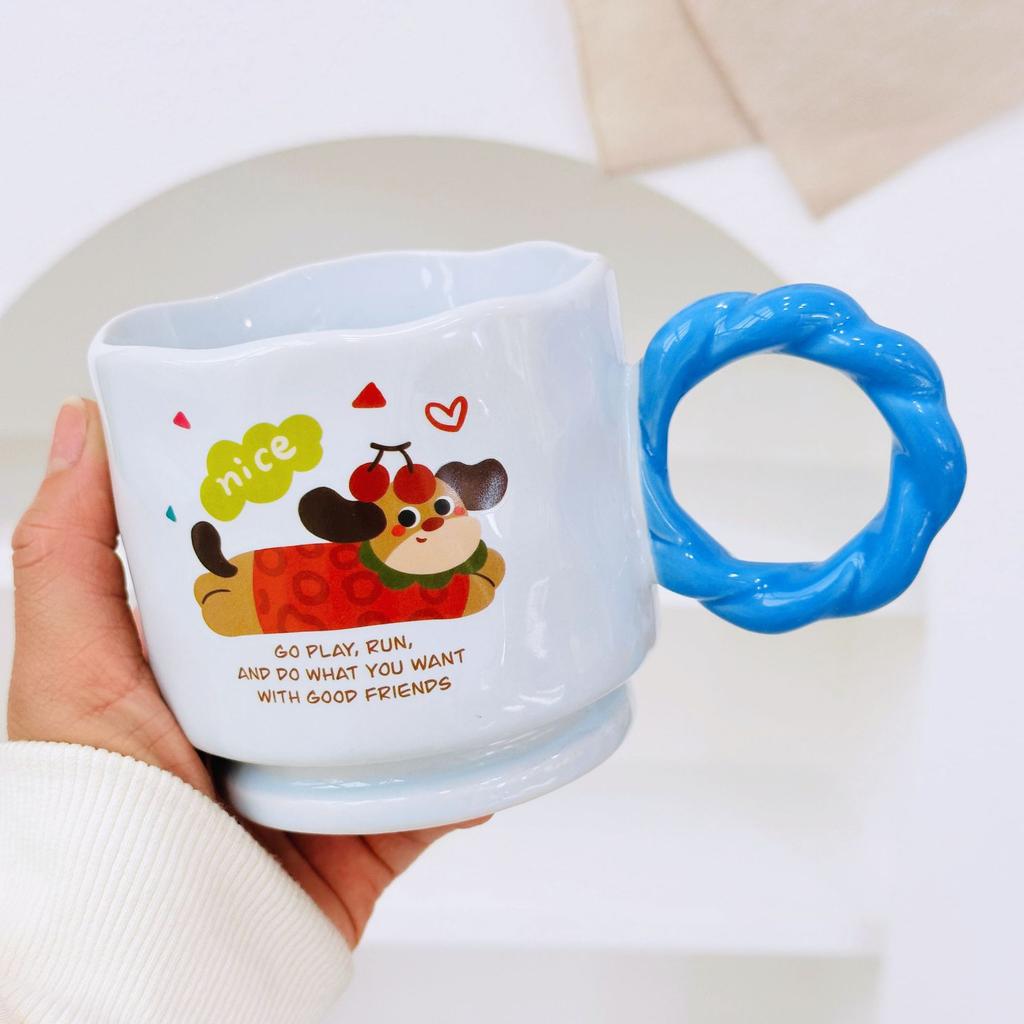 Высококачественный простой бокал в горошек, мультяшная милая кружка с милым питомцем, милая керамическая чашка, термостойкая, кружка для девочек