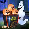 6FT Halloween Outdoor Inflatable Toys Ghost Push Pumpkin Cart with LED Lights Decoration Outdoor Holiday Party Inflatable Model