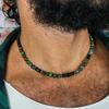 Мужское Панк Ожерелье из Зеленого Сплетенного Натурального Камня