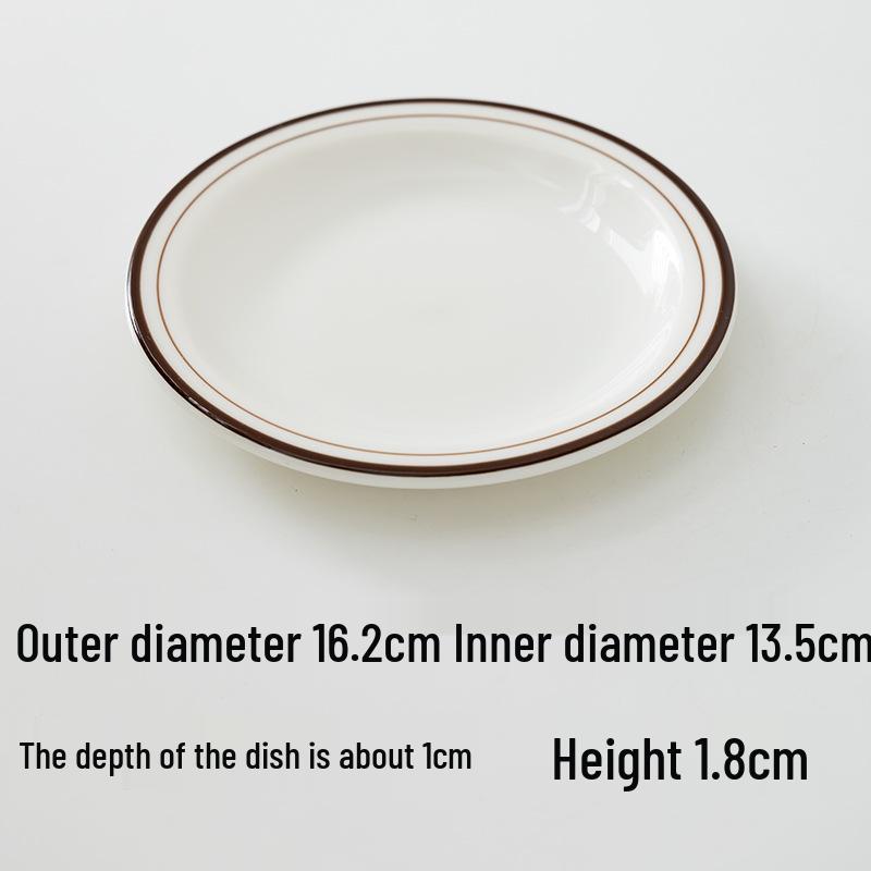 Off-White Line Bone Dish: 6.4/7.2/9 Inch Shallow White Porcelain Dessert & Snack Plate