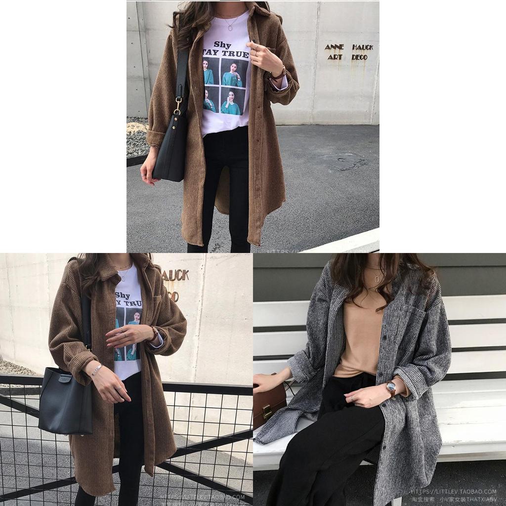 Corduroy Shirt For Women With Relaxed Bf Fit And Piping Design For Casual Autumn Wear
