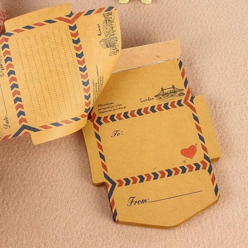 45 Sheets/set Retro Vintage Kraft Paper Envelopes Mini Cute Kawaii Cartoon Stationery Post Letter Envelope Gifts