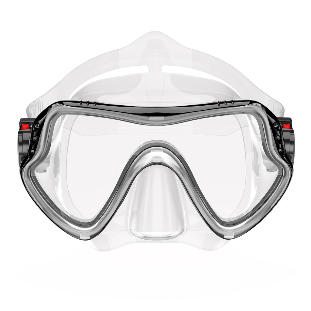 Diving Mask Swimming Goggles Scuba Snorkel Silicone Skirt Tempered Glass Panoramic HD for Adult Youth Anti-Fog with Nose Cover
