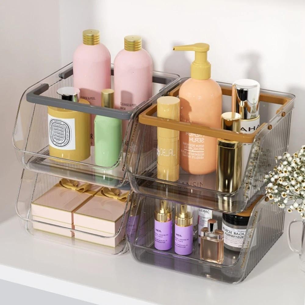 Transparent Desktop Organizer Box Large Capacity Cosmetics Storage Rack Office Desk