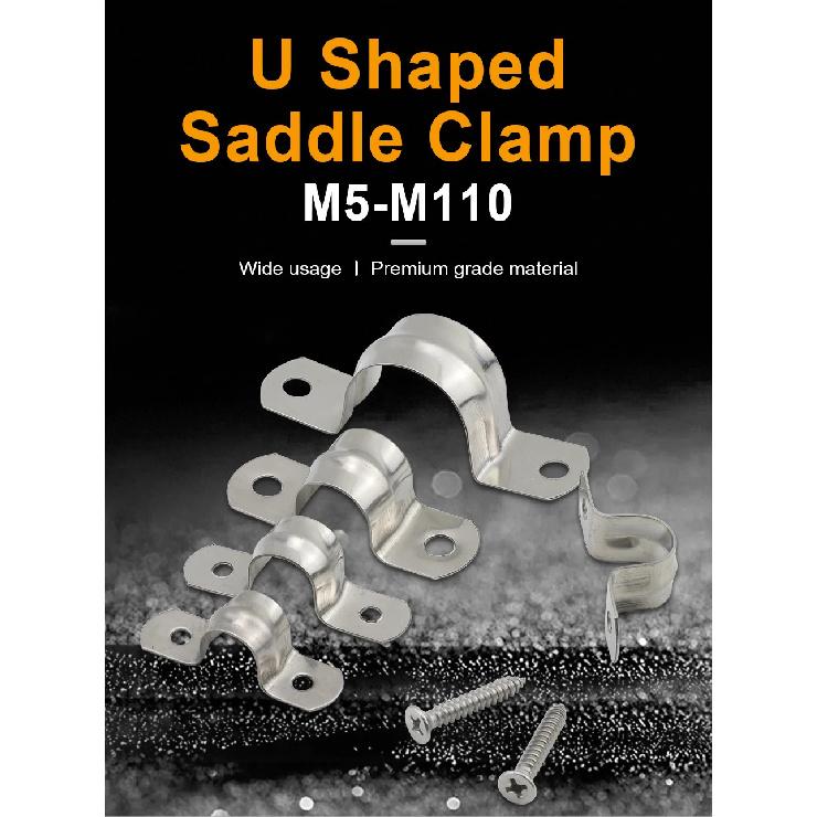 JUIDINTO U Shaped Pipe Clamp Type 2-10pcs Stainless Steel with Two Holes for Water Pipe Plumbing Piping Saddle Clip