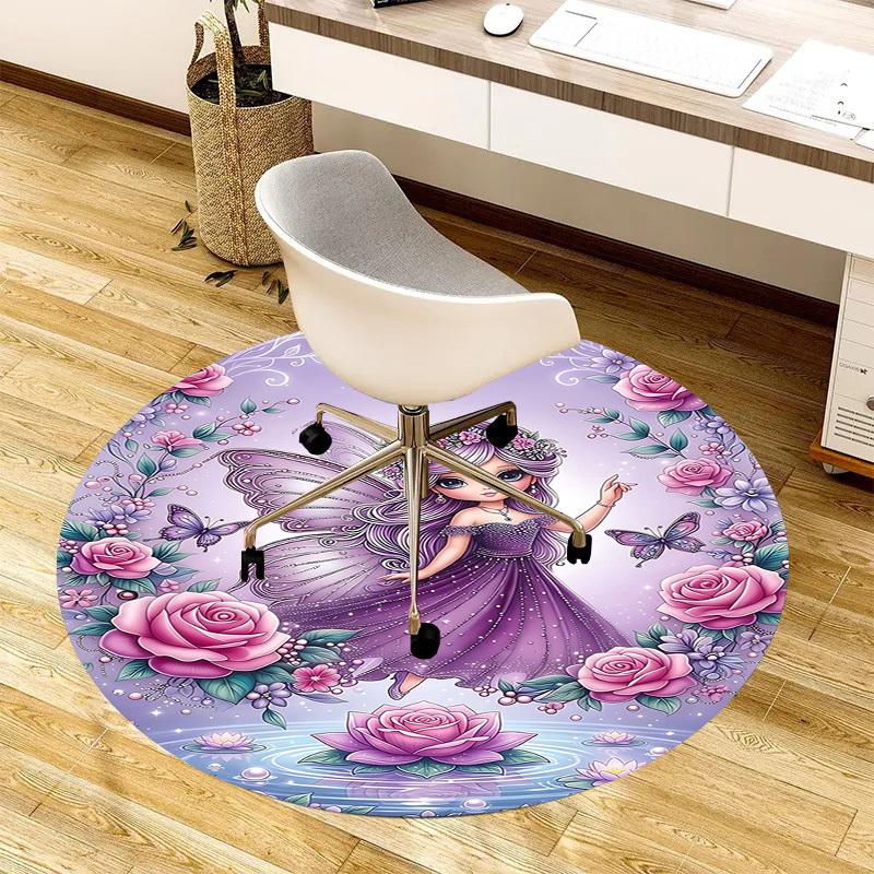 1PC Fairy Non-Slip Floor Round carpet, Office, family, bedroom, Large Area Rug Indoor Rugs, Durable PolyesterH0334