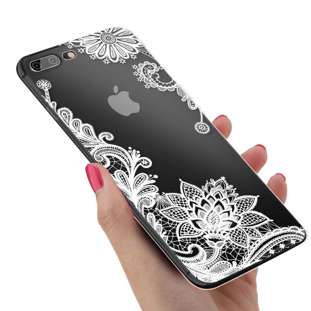 Lace Flower Slim Clear Soft Silicone Case Cover For Iphone X 6s 7 Plus 8