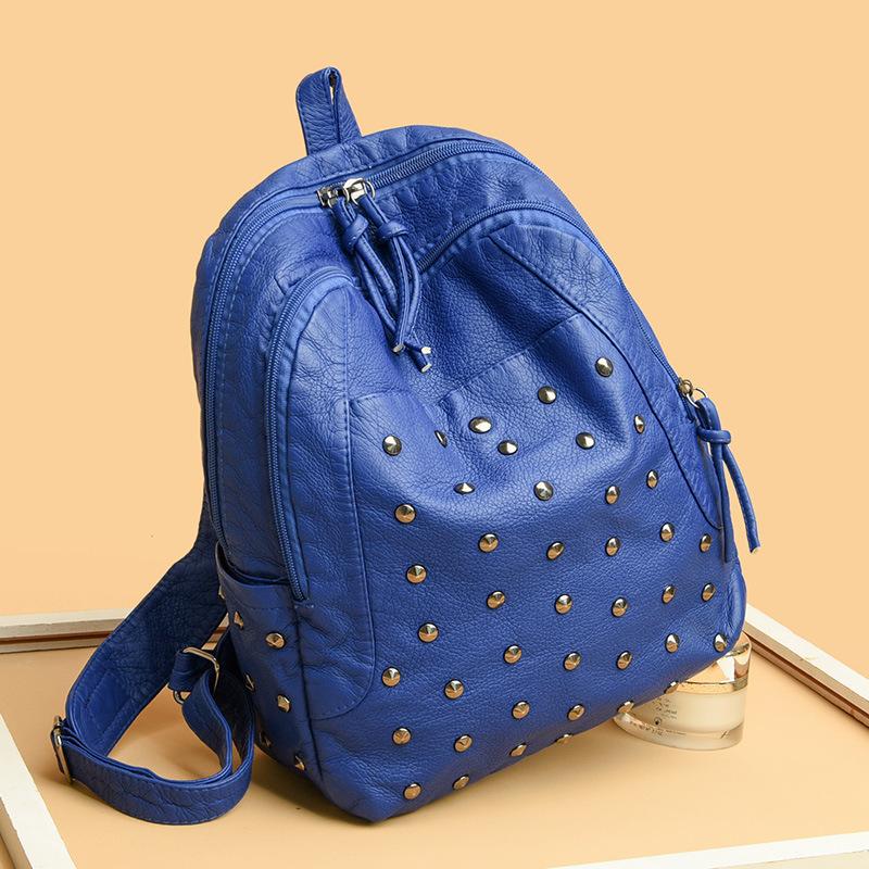 Женский рюкзак из мягкой кожи, рюкзак с заклепками, дорожный рюкзак