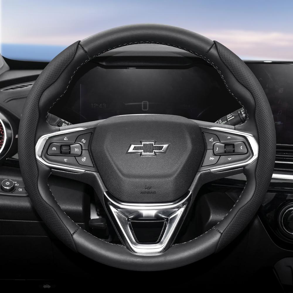 AABHN1 Suitable for Chevrolet Breathable Holes Leather Steering Wheel Cover Segmented Quick Release Design Non-Slip and Durable Cruze Spark Captiva