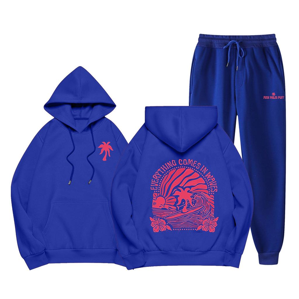 Унисекс Повседневный комплект из толстовки с капюшоном и брюками с длинными рукавами и карманами на шнурке