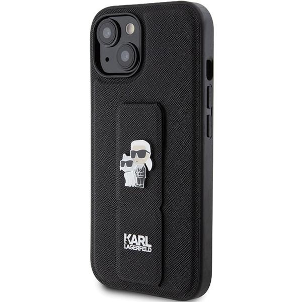 Karl Lagerfeld KLHCP15MGSAKCPK iPhone 15 Plus / 14 Plus 6.7" black/black hardcase Gripstand Saffiano Karl&Choupette Pins