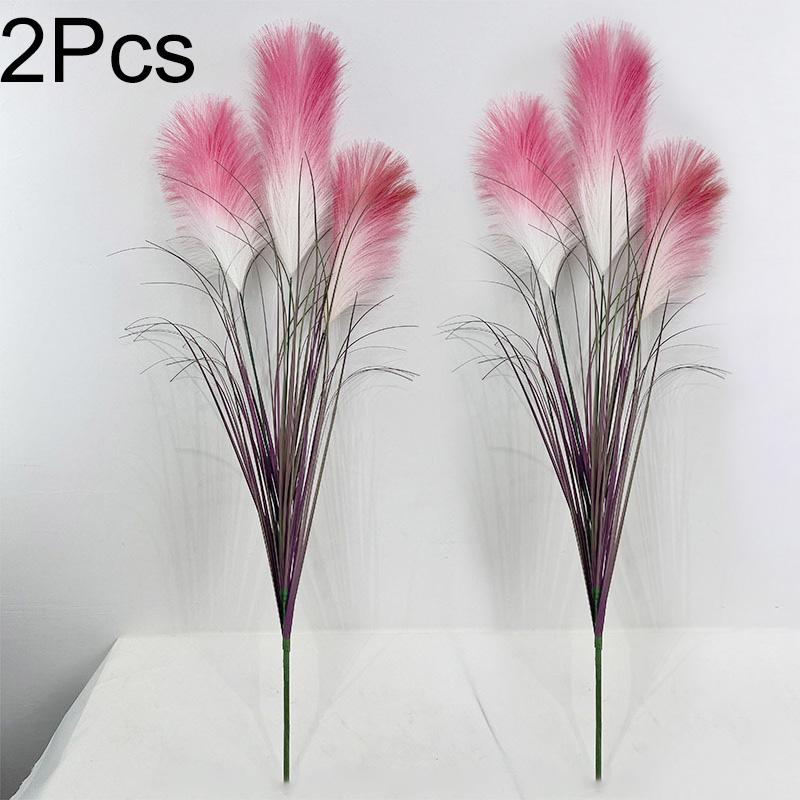 2 пучка шелковистой луговой травы 80 см, искусственные кустарники, всесезонное использование в помещении/на улице, большой букет тростника, декор для дома и сада, искусственные растения