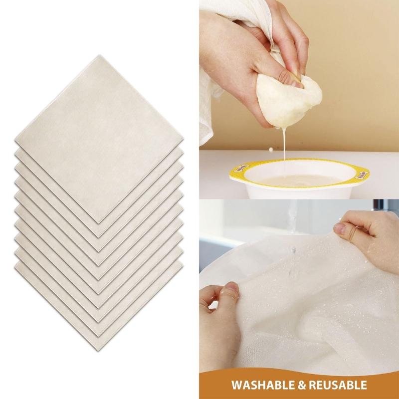 Набор из 6/8/10 тканевых фильтров, марлевые сита, сырная ткань, квадратные с запирающимися краями, фильтровальные ткани для молока и вина, кухонные принадлежности