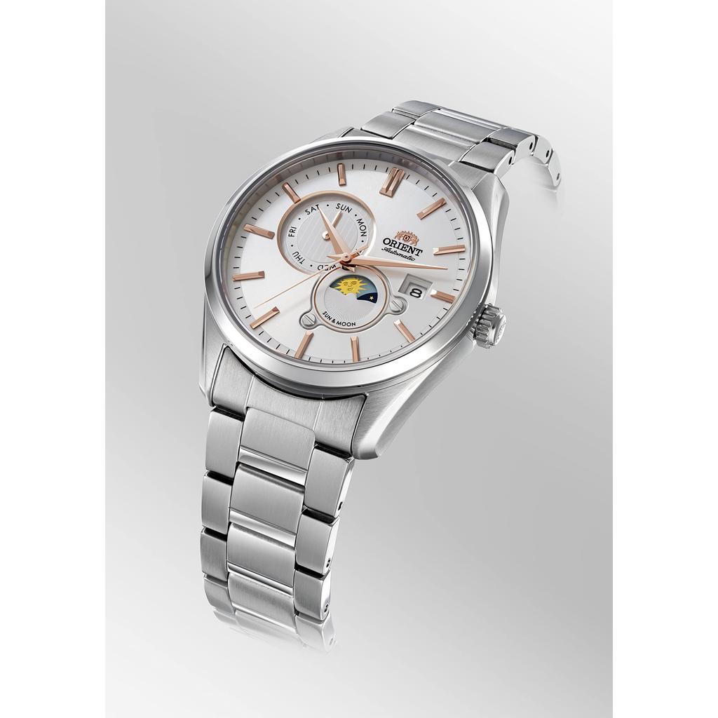 Orient SUN & MOON Автоматические часы, механические, мужские, белые/серебристые, японская гарантия бренда, современная модель RN-AK0301S