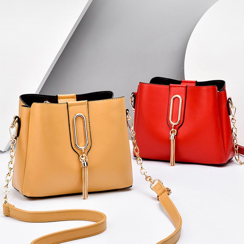 Yogodlns Модная женская сумка-ведро через плечо, винтажная дизайнерская сумка-мессенджер с кисточками, высококачественная сумка через плечо из искусственной кожи, простая сумка