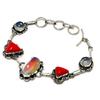 Mystic Rainbow Topaz Red Coral Gemstone 925 Silver Plated Bracelet 6-8"