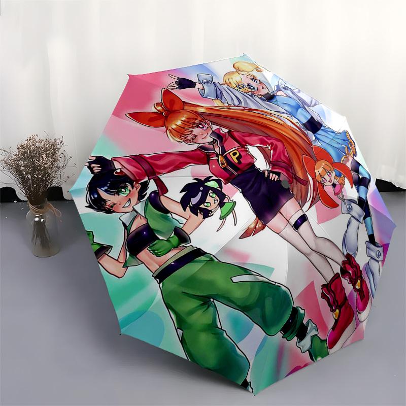 1pc Pikachu, Sailor Moon, and Pokémon Go Characters on Automatic Opening Folding Outdoor Umbrella with 8-Rib Iron Frame - Perfect for Fans, Trave