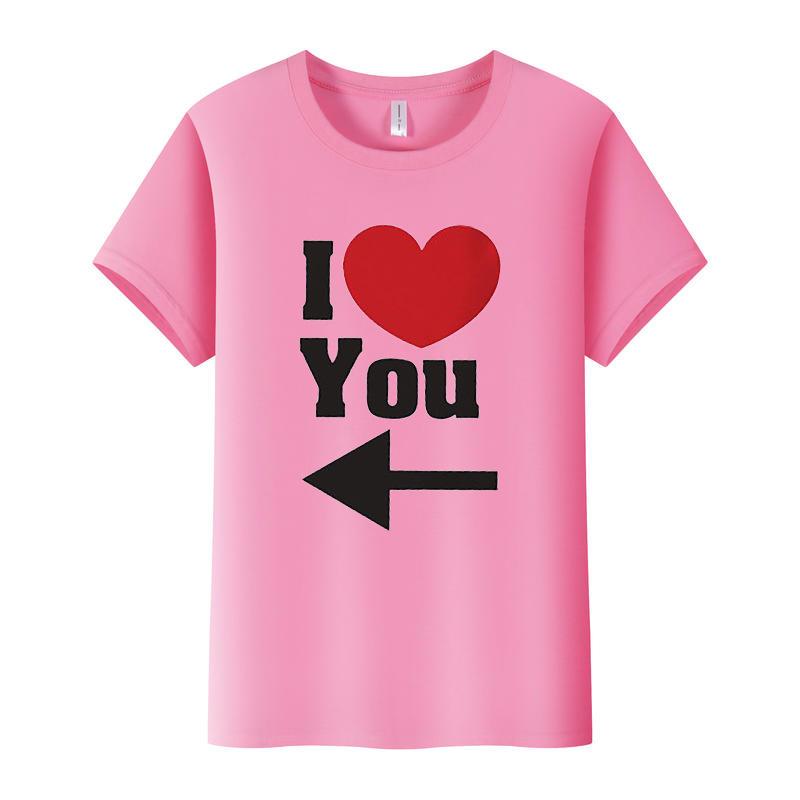 Футболка для пары с принтом сердца и стрелок, с коротким рукавом и круглым вырезом, свободная футболка King Queen, футболка для влюбленных, топы, женская одежда