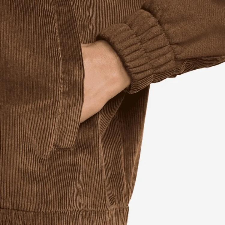 Nike Air Solid Color Corduroy Full-Zip Stand Collar Jacket Women Jacket Brown DQ6929-259