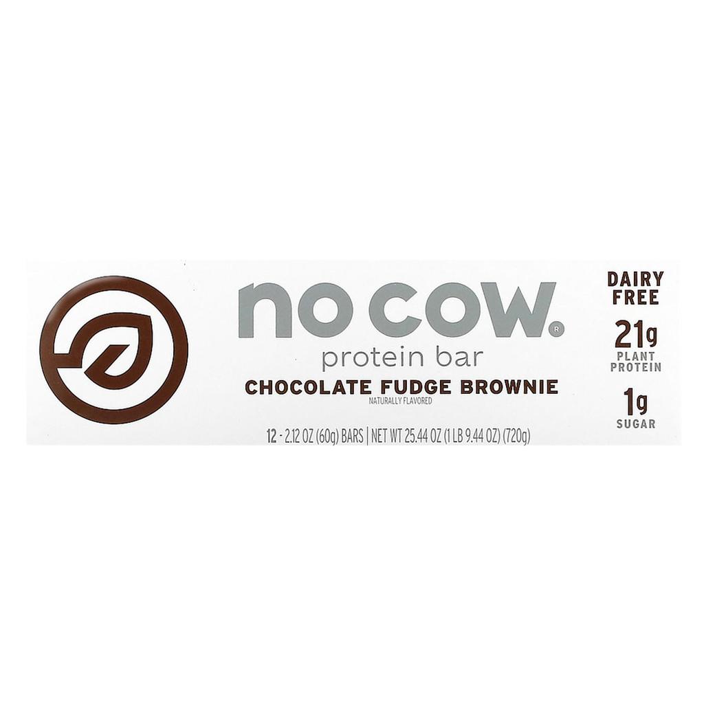 No Cow Protein Bar, Chocolate Fudge Brownie, 12 Packs, 2.12oz (60g) Each