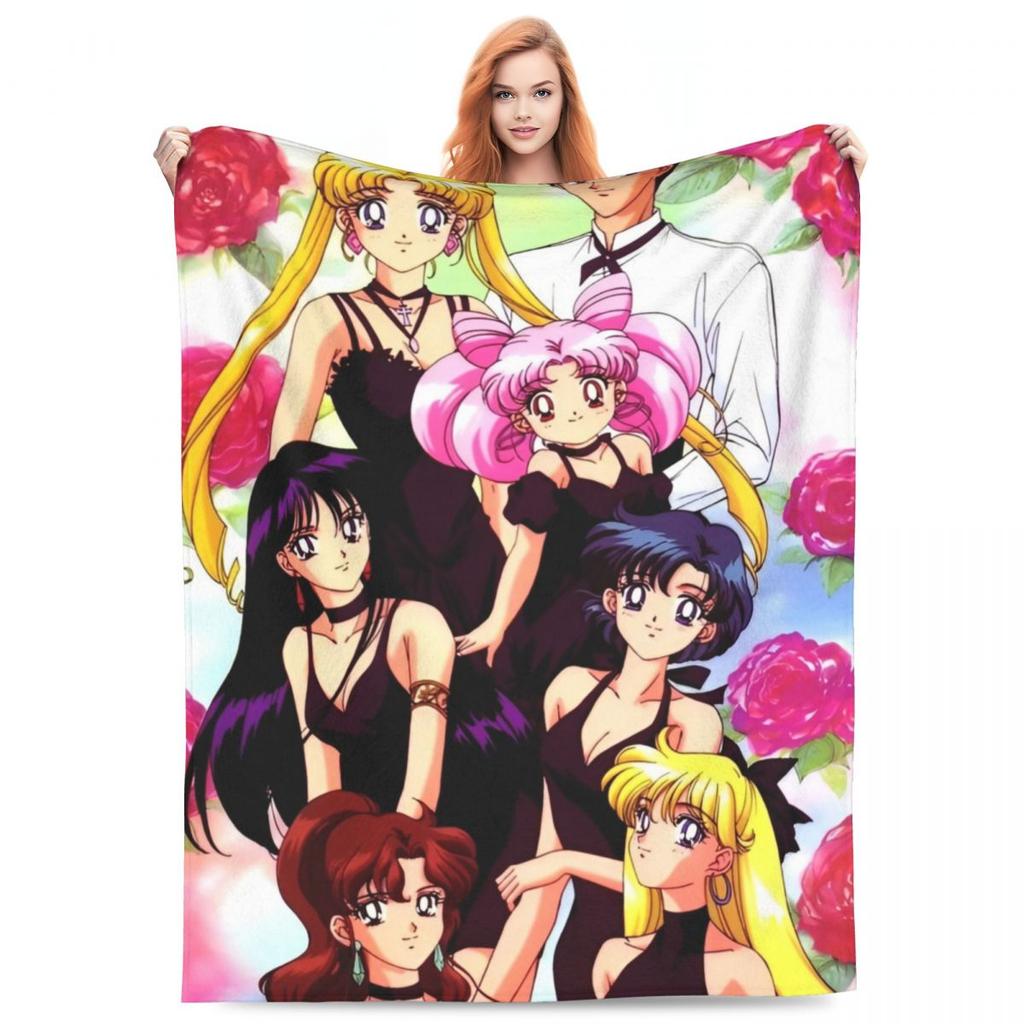 S-Sailor M-Moon Anime Blanket Quality Warm Throw Blanket Winter Picnic Outdoor Comfortable Bedspread