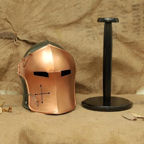 Medieval Crusader Helmet  Copper  Green Knight Armor Handmade Cosplay