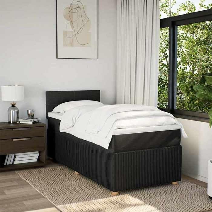 Maison Exclusive - Sommier à lattes de lit et matelas Noir 80x200 cm Tissu
