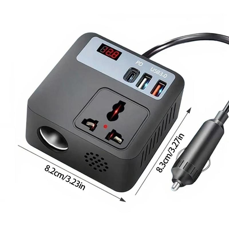 Автомобильный адаптер-преобразователь напряжения DC12V-24V в 220V AC, 100W, для путешествий, с автомобильным штекером