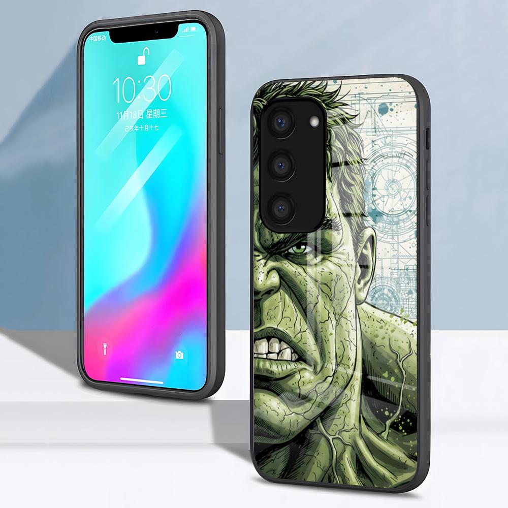 Superhero H-Hulk Phone Case For Samsung S26 S25 S24 FE S23 S22 S21 Plus S20 Ultra Note20Ultra Black Glass Cover