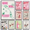 Retro Cocktail Mojito Wine Club Canvas Print Minimalist Bar Drink Food Wall Art Nordic Poster for Living Room Kitchen Home Decor