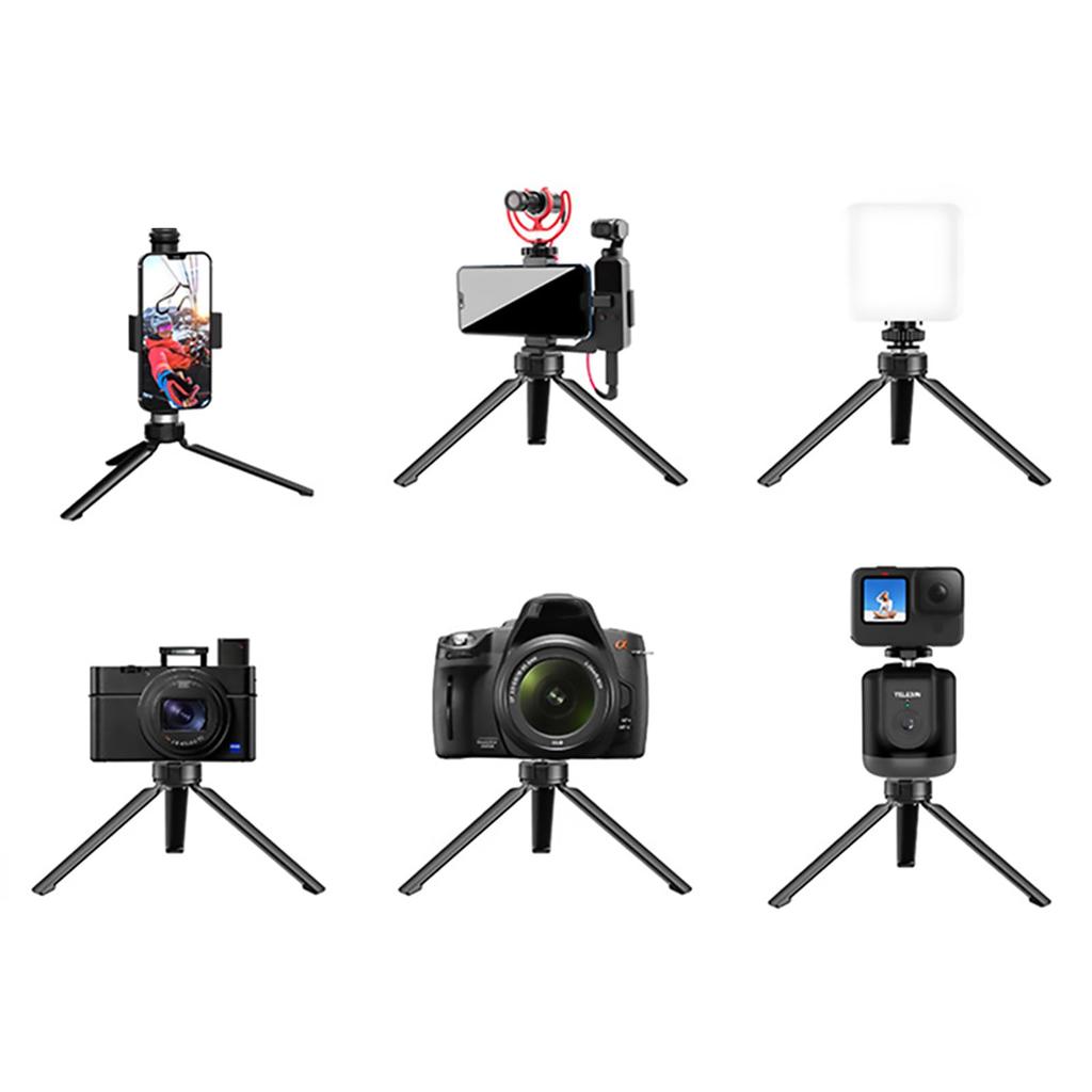 Aluminum Alloy Mini Tripod Gimbal Portable Camera Stand Desktop Bracket Mount Compatible for Action Cameras Digital Cameras 4/3"