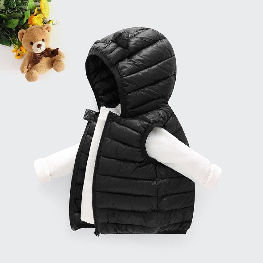 Children's Winter Solid Color Cotton Vests With A Hood