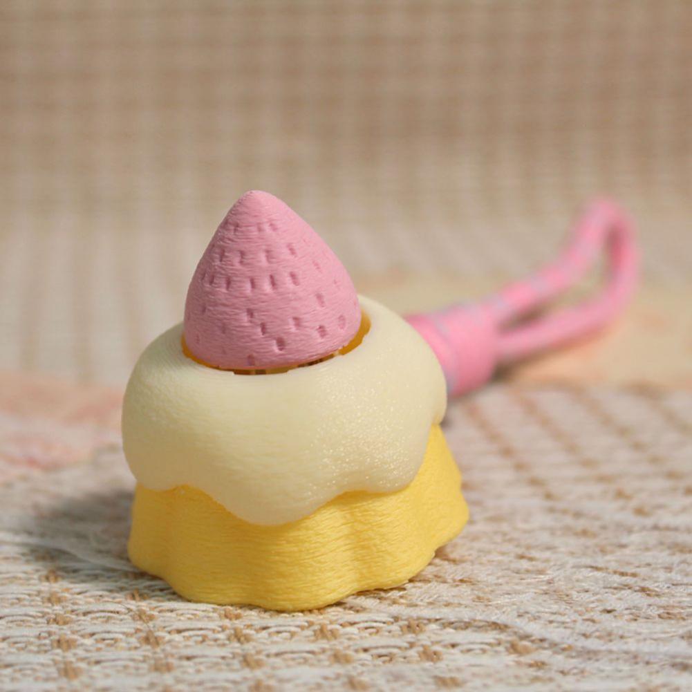 Cute 3D Strawberry Cake Mini Clicker Fidget Keychain Push Decompression Stress Anxiety Relief Lanyard Sensory Novelty Fun Gift