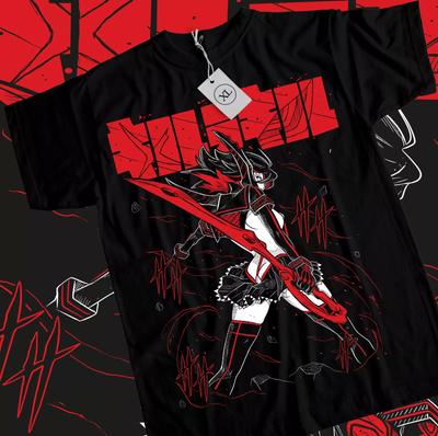 Kill la Kill Рюко Футболка Девушка аниме рюко матой сенкецу Черная Футболка Все Размеры