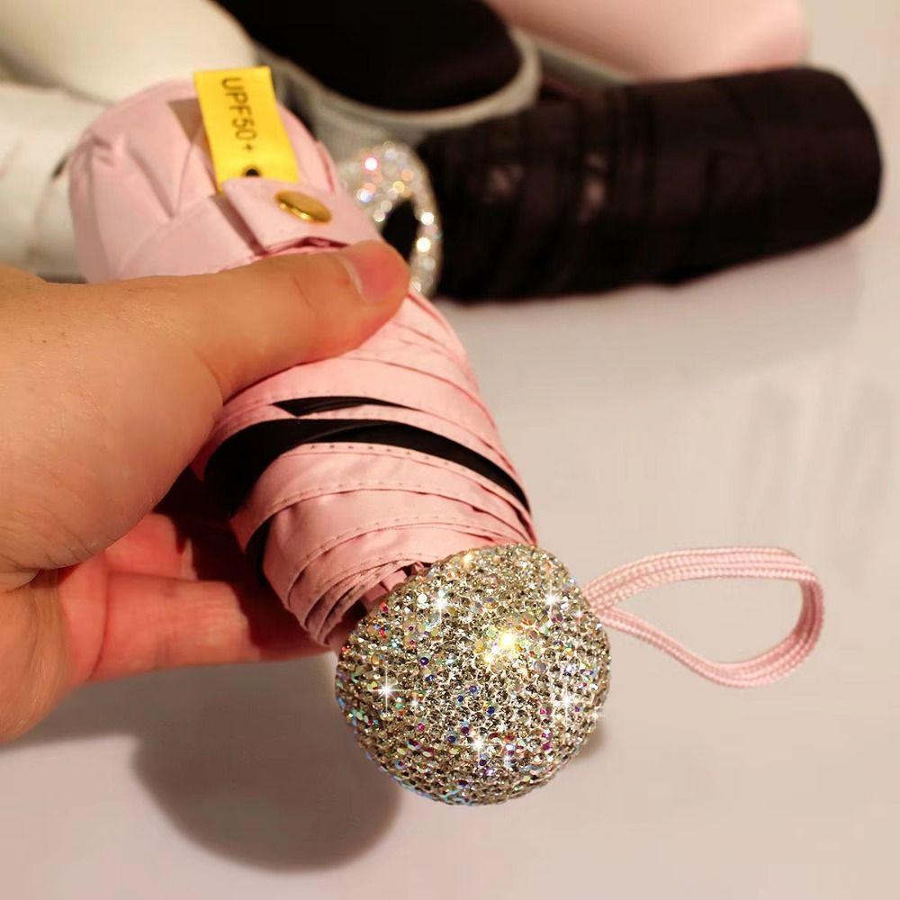 Lightweight Mini Bling Umbrella Shiny Sunshade Umbrella Luxury Folding Umbrella  Sunny Weather