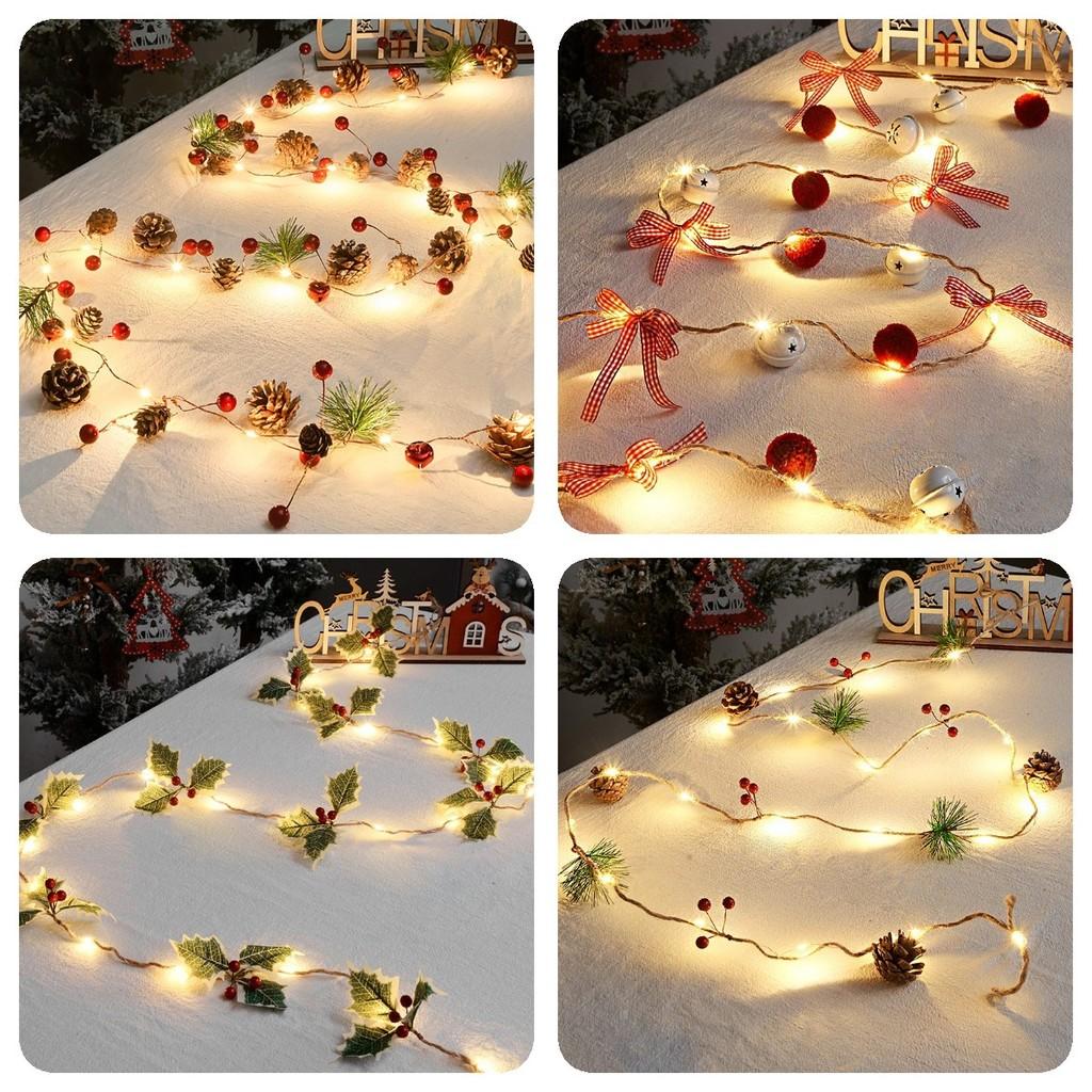 2м Рождественская светодиодная гирлянда с сосновыми шишками, работающая от батареек, украшения для рождественской елки, лампа