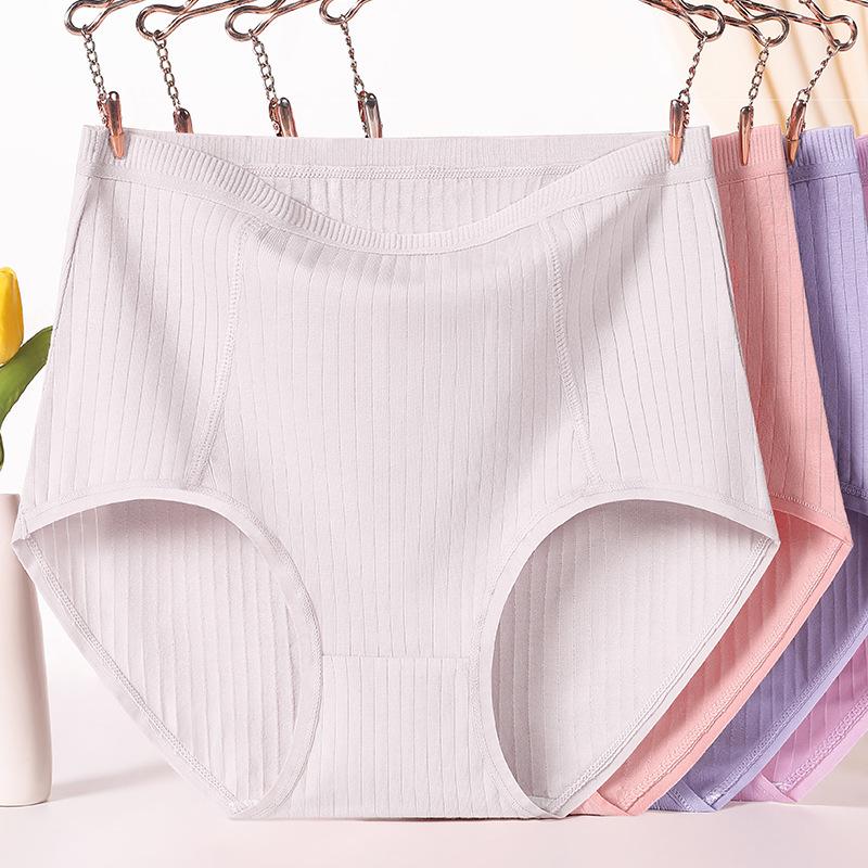 Большие размеры женские красные трусики для мам среднего возраста из хлопка с высокой талией