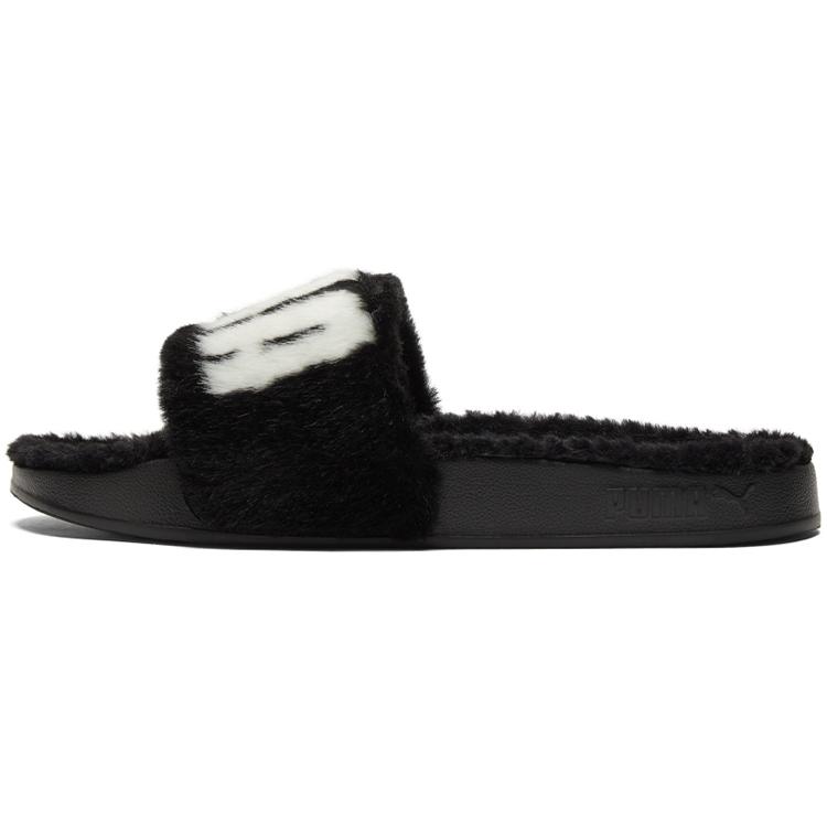 Puma Womens Leadcat 2.0 Fuzz Slide 'Black White' (women's sizes) Black / White Slide Slippers 387313 01