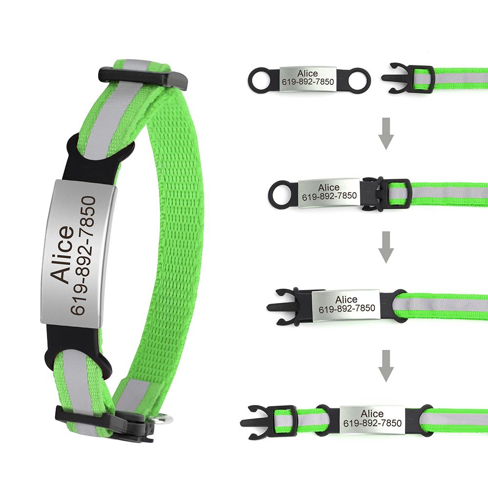 Персонализированный кошачий ошейник Светоотражающий кошачий ошейник Бесплатная гравировка Щенок Котенок Питомец ID Жетон Именная табличка Ожерелье С колокольчиком Защита от потери Для кошек