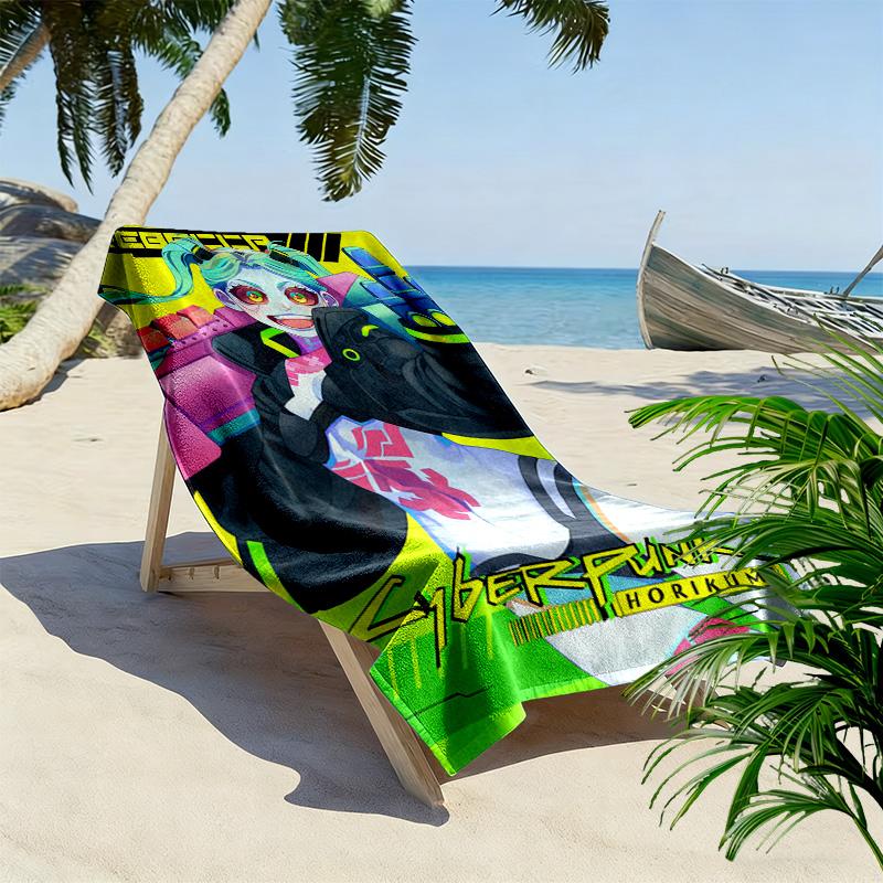 Cyberpunk style with hook motifs 2D Flat Print Beach Towel, Large Soft Quick Dry Towel for Beach Camping SwimmingXSTJ0915336
