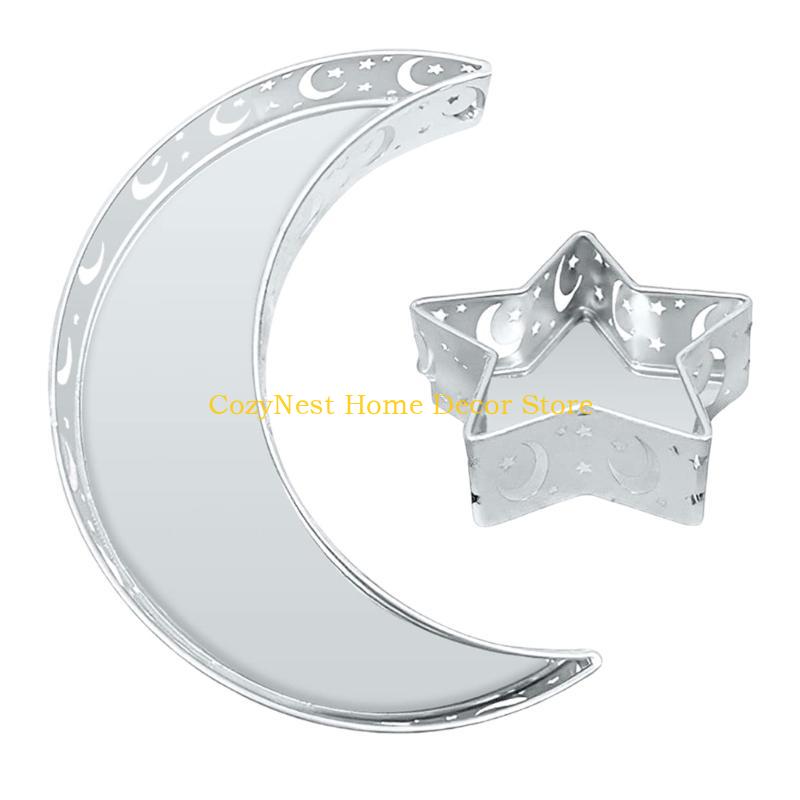 92MF Ramadans Eids Mubarak Moon and Star Snacks Tray Fruit Tray for Home Decoration and Special Event