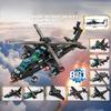 584 детали 8 в 1 Серия «Военная авиация» Вооруженный вертолет Детские игрушки-конструкторы БЕЗ КОРОБКИ