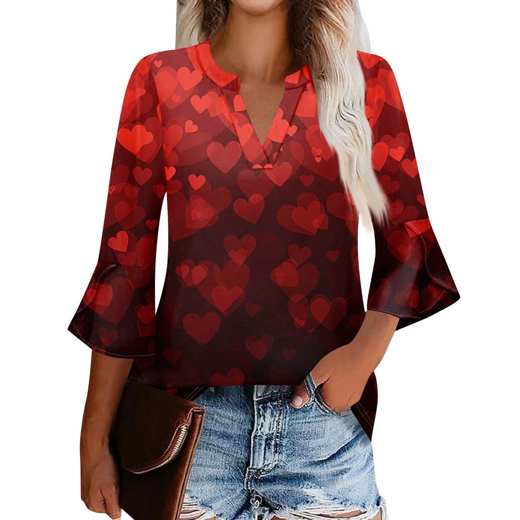 Женская рабочая рубашка с плиссировкой и рукавом 3/4, рубашка с V-образным вырезом, повседневная рубашка с завязками на талии, деловая рубашка