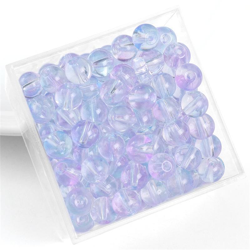 Комплект браслетов из бисера Summer Jelly Gold Glitter: Двойные стеклянные круглые бусины и полусахарные пузырчатые бусины