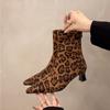 2025 Designer Leopard Print Women Ankle Boots Sexy Pointed Toe Short Booties Plus Size Woman High Heels Shoes De Mujer