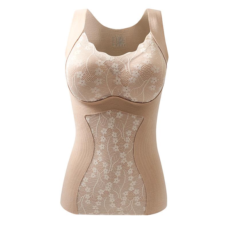 Терможилет без стальных деталей. Фиксированный цельный бюстгальтер с подкладкой. Нижнее белье из утепленного флиса для осени и зимы.