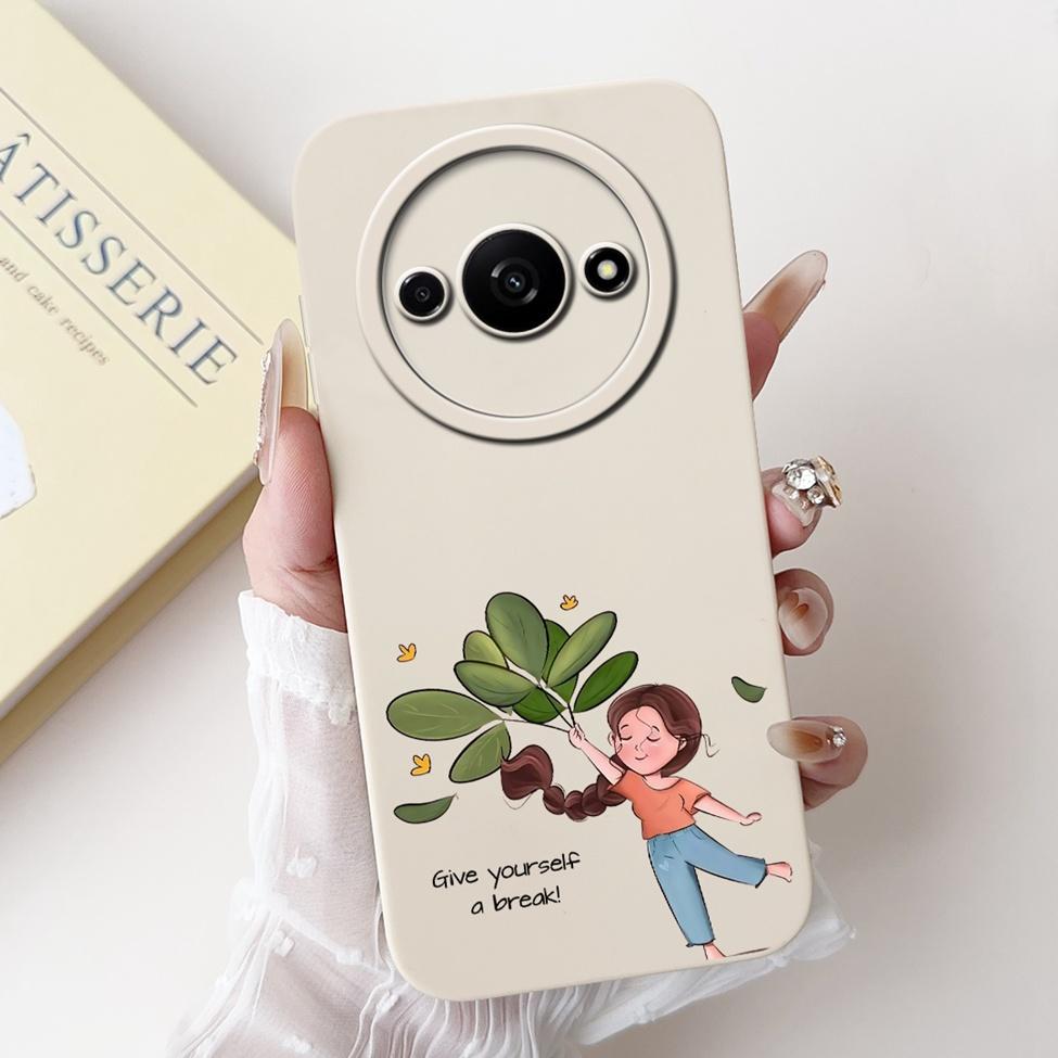 For Redmi A3 4G Phone Case For Xiaomi Poco C61 Cover Silicone Luxury Fashion Flowers Kawaii Cute Cat Painted Shockproof Bumper