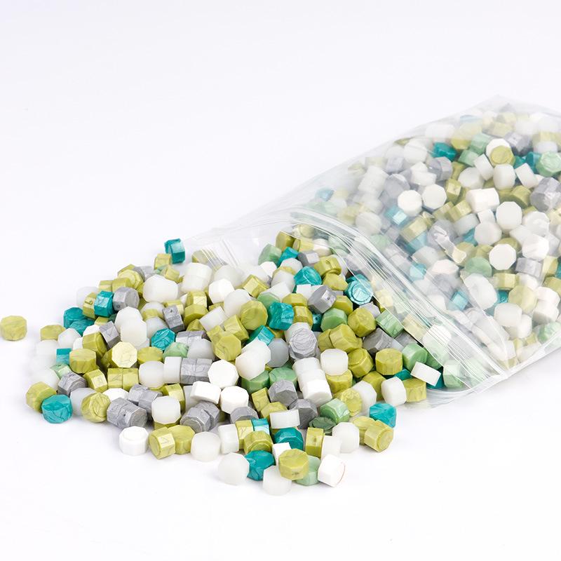 Pearlescent Iridescent Sealing Wax Stamp Set with Octagonal Wax Granules