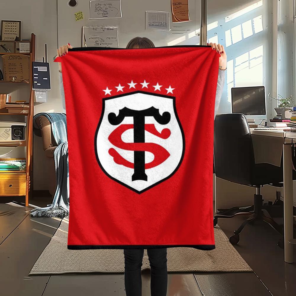 1PC Stade Toulousain Print Flannel Blanket, High quality Comfortable for All Seasons, Home Decor, Warmth and Comfort, Perfect for Christmas Gifts178