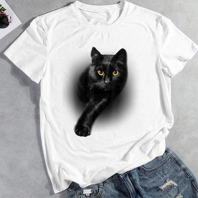 Футболка с рисунком кота, акварель, забавное животное, одежда 90-х годов, повседневная летняя модная женская футболка с коротким рукавом, женская футболка с принтом